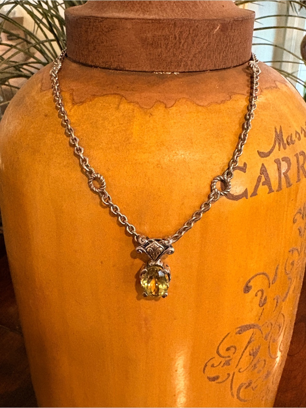 Ann King Retired Orchid Pendant Sterling Silver 18K Gold Citrine Signed
